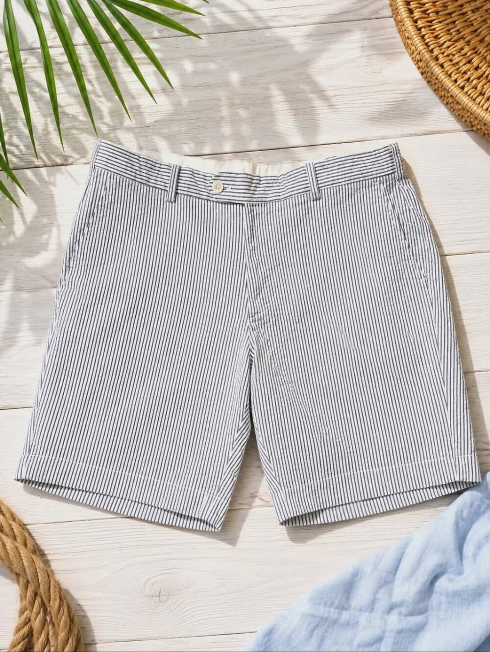 Brooks Brothers Bermuda Shorts Mens 38 Blue White Stripe Cotton Stretch